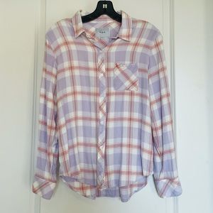 Rails Hunter Lavender Rose Cream Flannel Size Medium